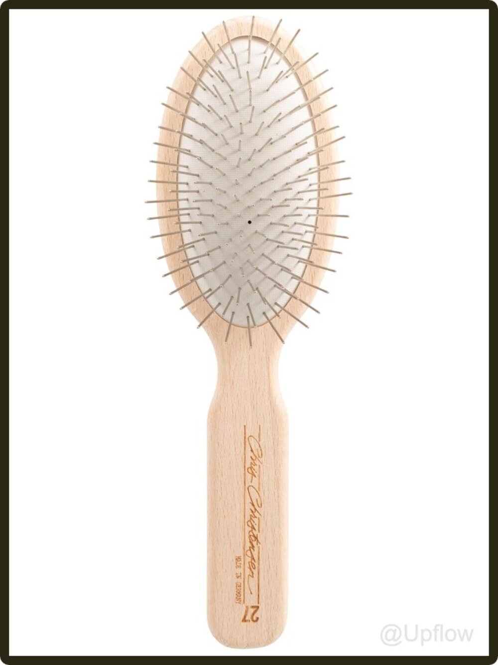 Dog Pin Brush Oval Beech Wood Handle Stainless Steel Pins Grooming Tool 27 mm